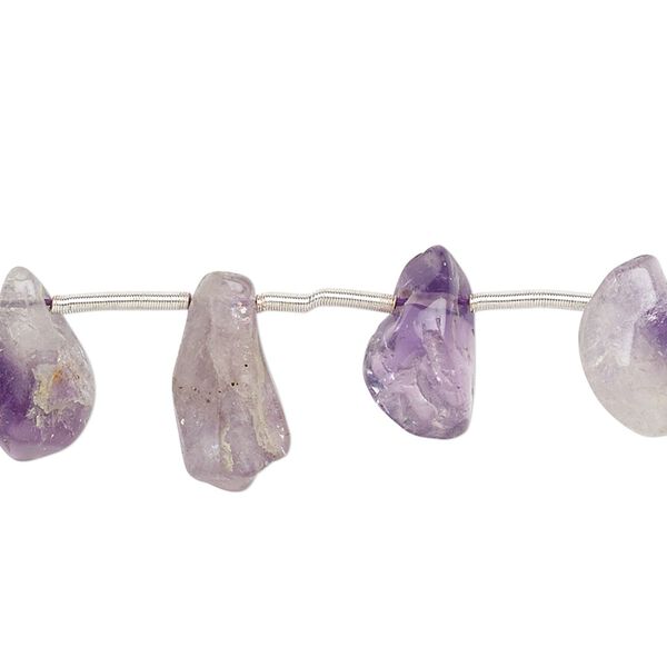 Amethyst 1pkg24, top-drilled flat nugget bead natural medium image number 0