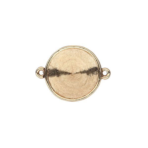 Link, Almost Instant Jewelry®, antique gold-plated pewter (tin-based alloy), 18mm round with 16mm rivoli setting. Sold individually. image number 0