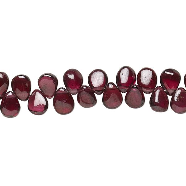 Rhodolite garnet 1pkg1, hand-cut top-drilled puffed teardrop bead natural 8 inch 6x4mm-8x5mm image number 0