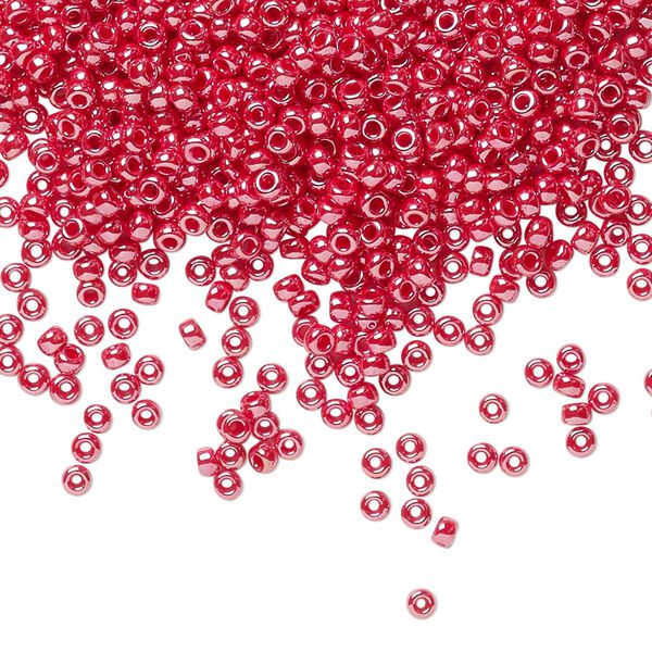 Seed bead, Miyuki, glass, pkg/25g, #11 rocaille, opaque luster cadillac red, (RR-425). image number 0