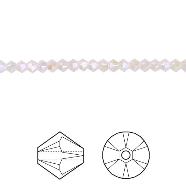 Bead 48pk rose water opal shimmer 2X, Crystal Passions® 3mm bicone 5328 image number 0