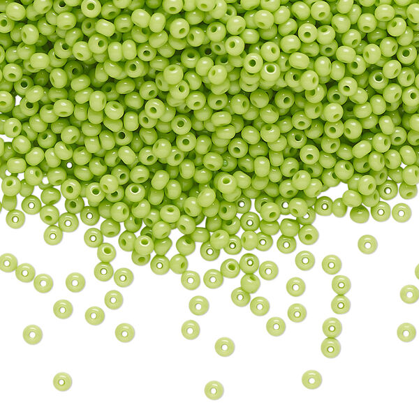 Seed bead, Preciosa Ornela Czech glass, pkg/500g, #11 rocaille, opaque lime green, (53310). image number 0