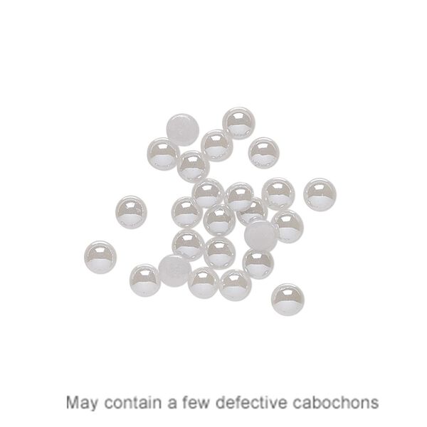 Cabochon, glass pearl, silver luster, 3-4mm non-calibrated round. Sold per pkg of 25. image number 0