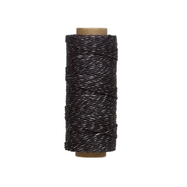 Cord, Hemptique®, polished hemp, metallic black/silver, 1mm, 20-pound test. Sold per 205-foot spool. image number 0