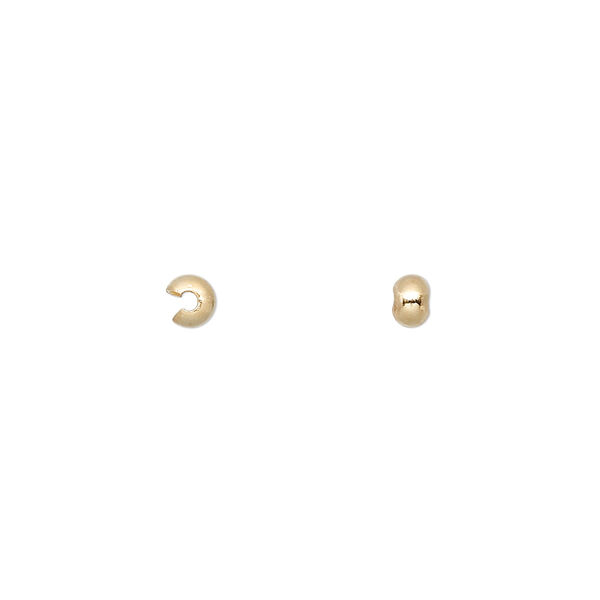 Crimp cover, gold-plated brass, 3mm round. Sold per pkg of 100. image number 0
