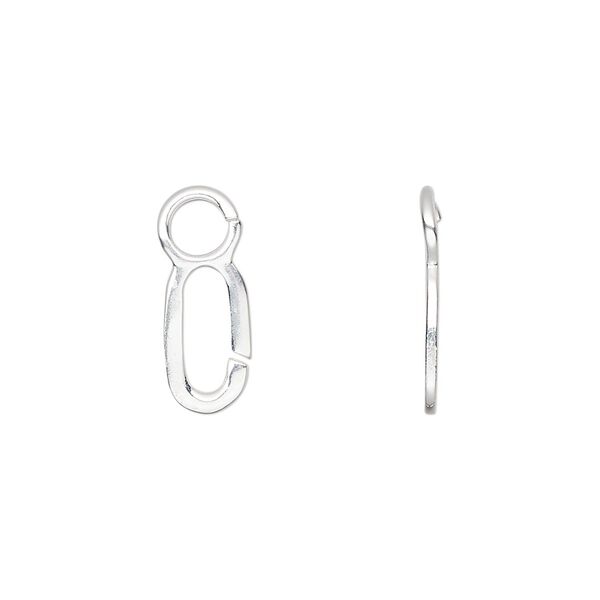 Bail, sterling silver, 16.5x6mm 8mm grip length. Sold individually. image number 0