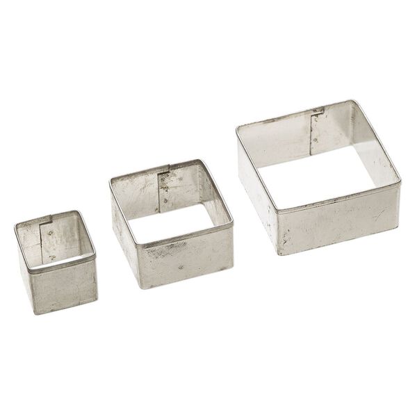 Clay cutter, galvanized steel, 20mm / 30mm / 40mm square. Sold per 3-piece set. image number 0