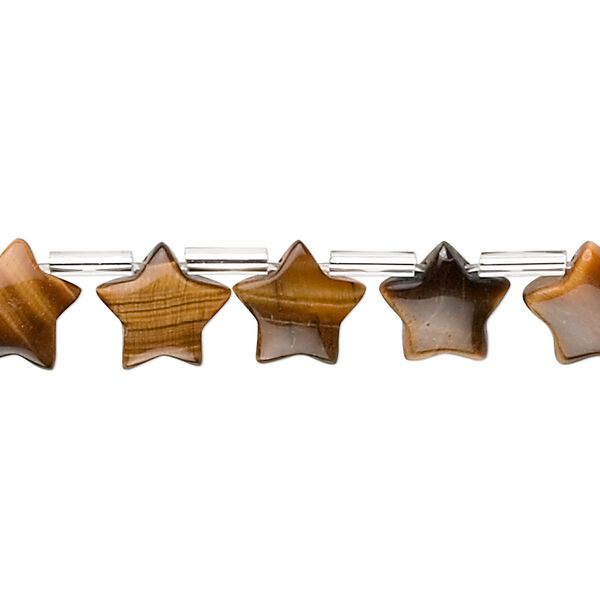 Tigereye 1pkg1, top-drilled puffed star bead natural 15.5-16 inch 10mm image number 0