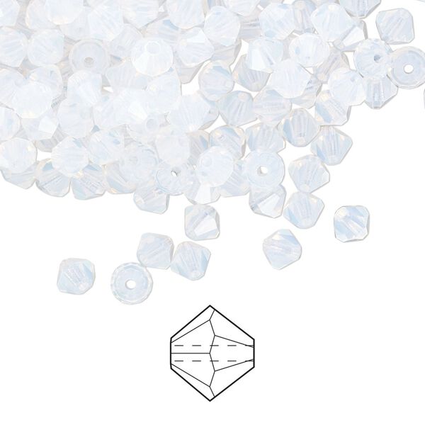 Bead 720pk white opal, Preciosa Czech crystal 4mm bicone image number 0