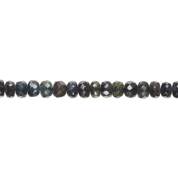 Green sapphire 1pkg1, hand-cut faceted rondelle bead 14 inch 4x2mm-5x4mm image number 0
