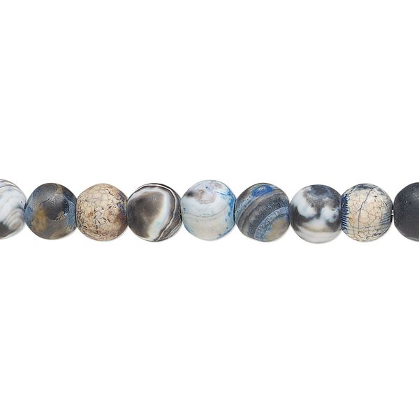 Fire crackle agate 1pkg1, matte round bead 15.5-16 inch 5.5-6mm image number 0