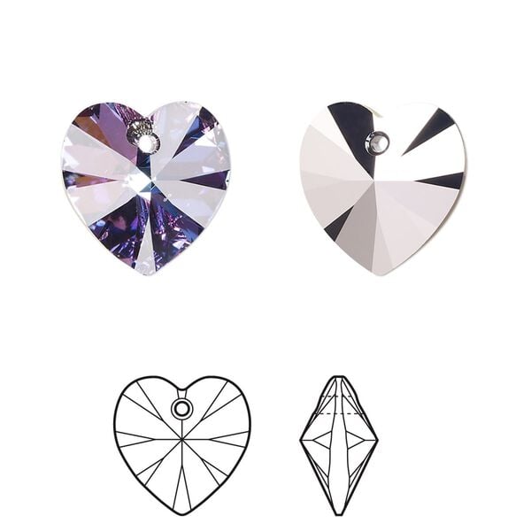 Drop 24pk crystal vitrail light, Crystal Passions® 14mm pendant heart 6228 image number 0