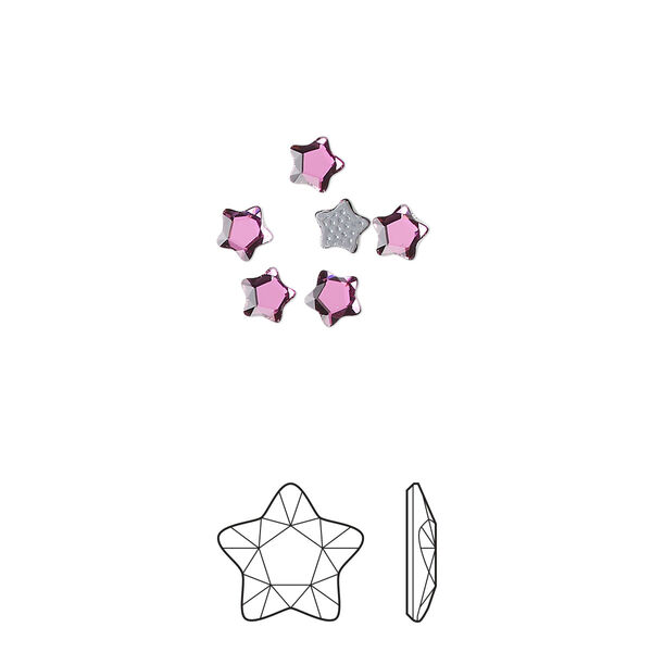Flat back 720pk dark rose foil back, Swarovski® hotfix 4mm star flower 2754 image number 0