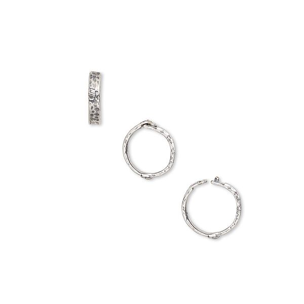 Loop Lock™, antique silver-plated brass, 8mm hammered round. Sold per pkg of 4. image number 0