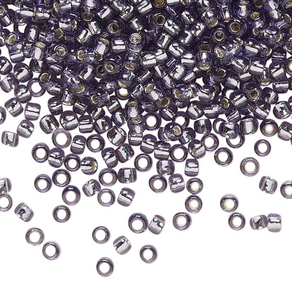 Seed bead, TOHO BEADS®, glass, pkg/250g, #8 round, transparent silver-lined tanzanite (TR-08-39). image number 0