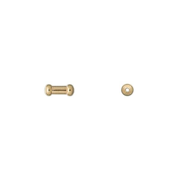 Bead, gold-plated brass, 7x3mm tube. Sold per pkg of 100. image number 0