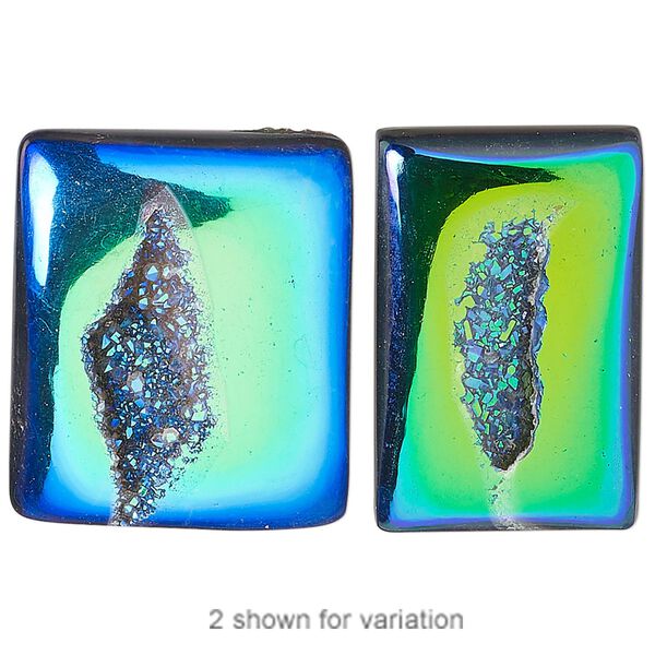 Druzy agate 1pkg1, hand-cut non-calibrated dichroic rectangle cab 25x18mm-40x26mm image number 0