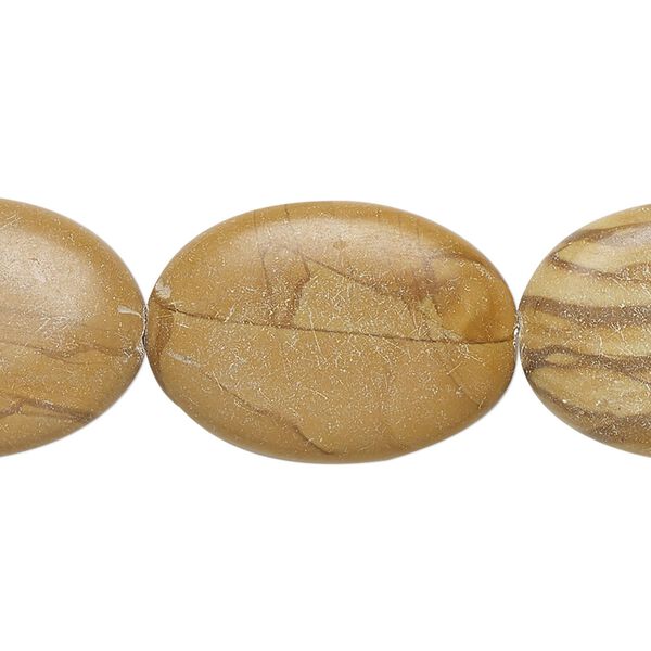 Wooden jasper 1pkg1, puffed oval bead natural 15 inch 24x17mm-25x18mm image number 0