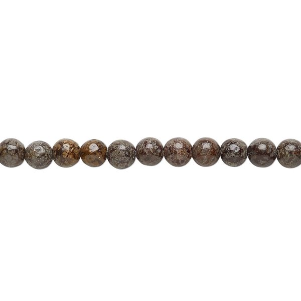 Brown snowflake jasper 1pkg1, round bead natural 15.5-16 inch 4mm image number 0