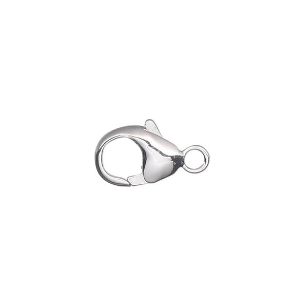 Clasp, lobster claw, sterling silver, 12x8.5mm oval with loop. Sold individually. image number 0