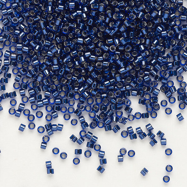 Seed bead, Delica®, glass, pkg/7.5g, #11 round, transparent copper-lined cobalt (DB-0183). image number 0