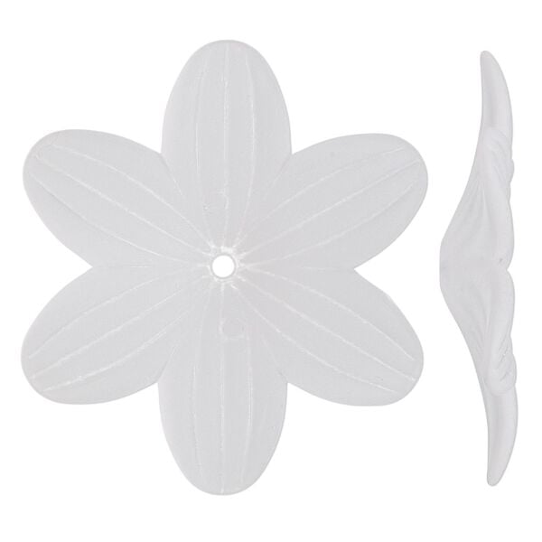 Component, acrylic, frosted clear, 48x7mm flower. Sold per pkg of 10. image number 0