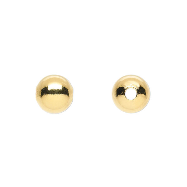 Bead, gold-plated brass, 9mm round. Sold per pkg of 100. image number 0