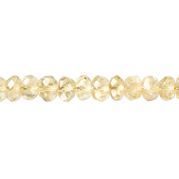 Citrine / quartz crystal 1pkg1, hand-cut faceted rondelle bead 14 inch 6x3mm-7x5mm image number 0