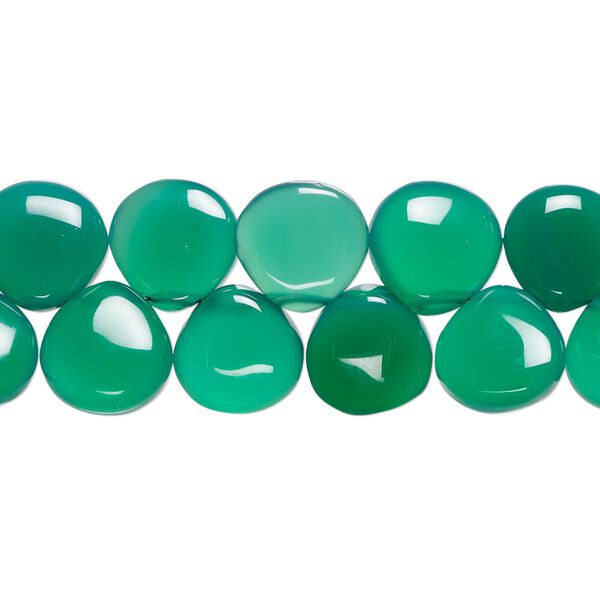 Green onyx 1pkg1, hand-cut top-drilled teardrop bead 8 inch graduated 6x6mm-10x10mm image number 0