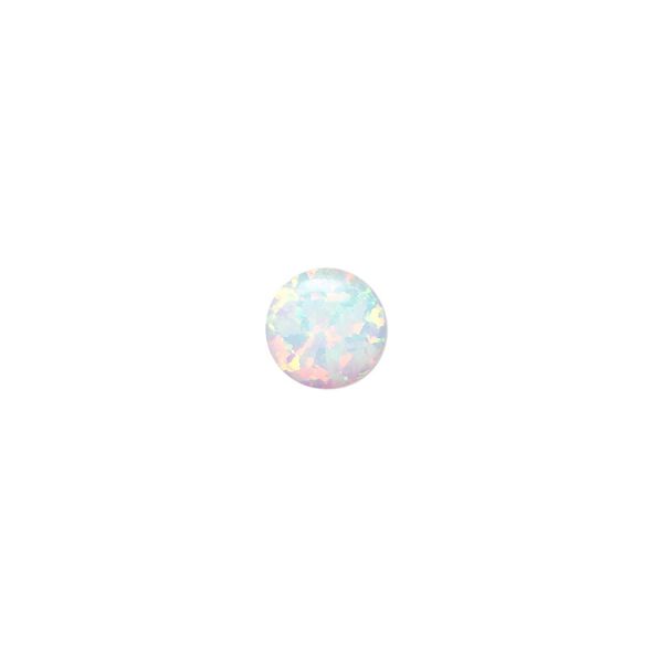 Cabochon, "opal" (silica and epoxy) (man-made), white, 8mm calibrated round. Sold individually. image number 0