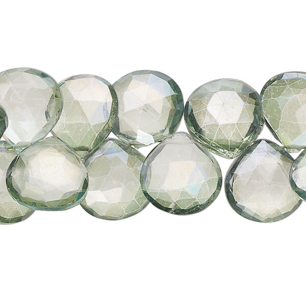Quartz crystal 1pkg1, hand-cut top-drilled faceted puffed teardrop bead 7 inch 11x10mm-14x14mm image number 0