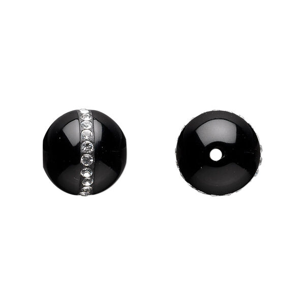 Black onyx / crystal 1pkg1, round chaton bead 12mm / 2mm image number 0