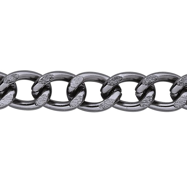Chain, anodized aluminum, gunmetal, 10mm curb. Sold per pkg of 25 feet. image number 0