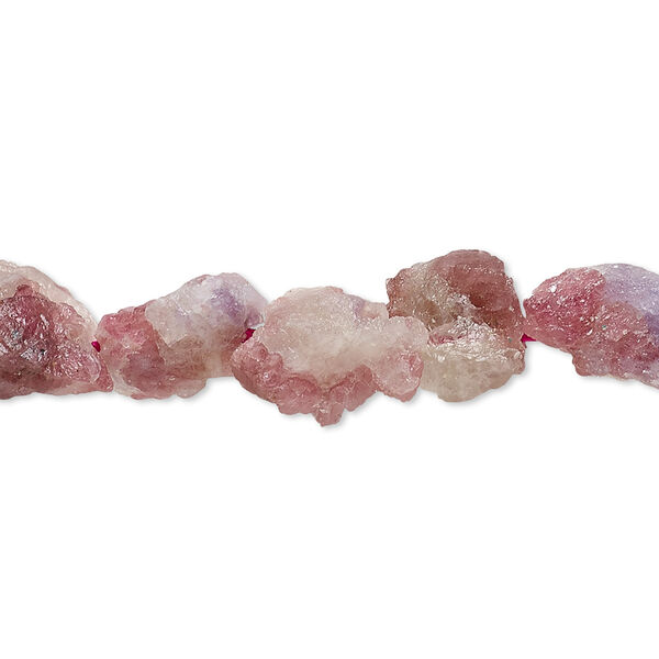 Pink tourmaline / quartz crystal 1pkg1, rough nugget bead natural C grade, 8 inch small to medium image number 0