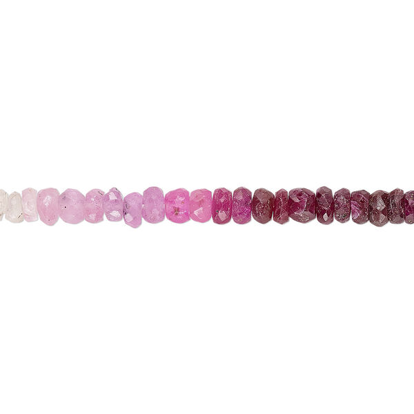 Pink sapphire 1pkg1, hand-cut faceted rondelle bead C grade, 14 inch graduated 3x1mm-4x2mm image number 0