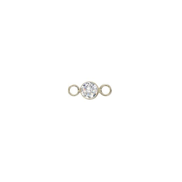 Link, cubic zirconia and 14Kt gold-filled, clear, 4.5mm round with 4mm faceted round. Sold individually. image number 0