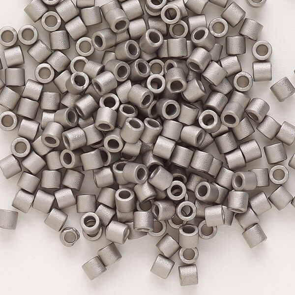 Seed bead, Delica®, glass, pkg/50g, #8 round, opaque matte nickel-plated (DBL-0321). image number 0
