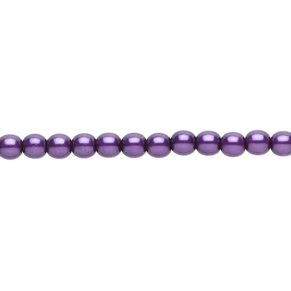 Bead, Czech pearl-coated glass druk, purple, 4mm round. Sold per 15-1/2" to 16" strand. image number 0