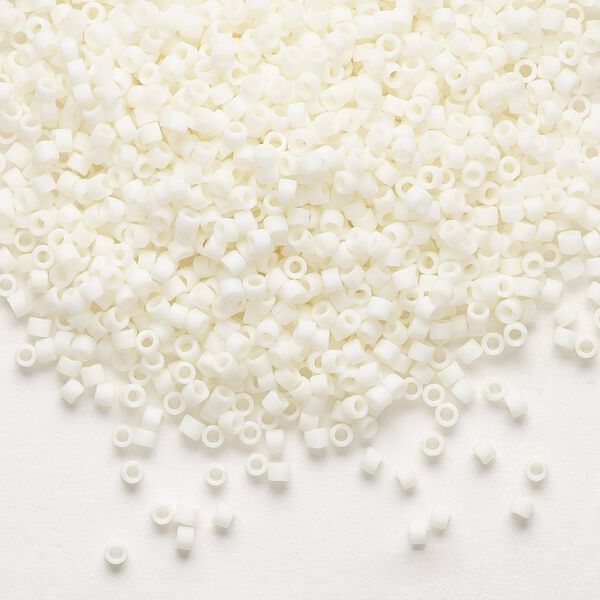 Seed bead, Delica®, glass, pkg/250g, #11 round, opaque matte glazed luster cream (DB-0352). image number 0