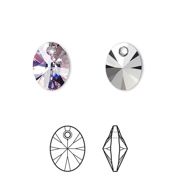 Drop 2pk crystal vitrail light P, Crystal Passions® 12x9mm pendant mini oval 6028 image number 0