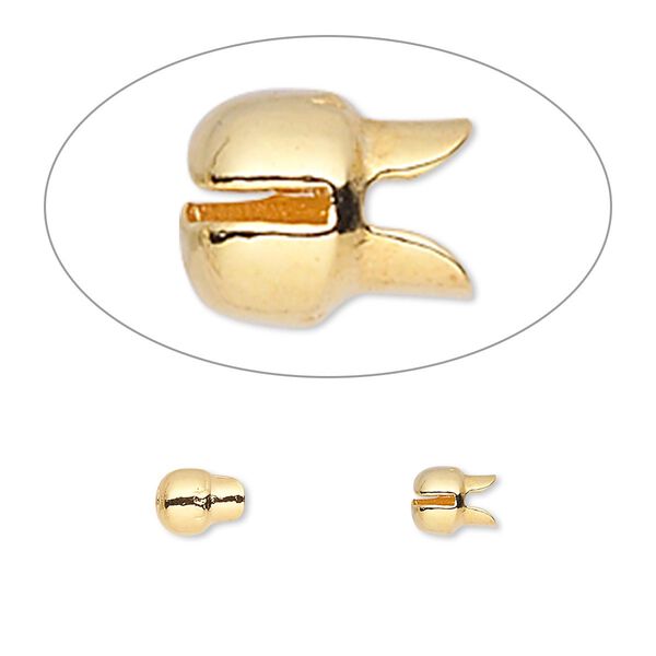 Crimp, Bulldog Crimp™, gold-plated "pewter" (zinc-based alloy), 6x5mm. Sold per pkg of 10. image number 0