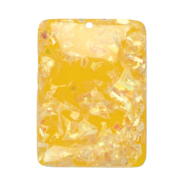 Focal, resin, opalescent yellow, 35x25mm single-sided flat rectangle with domed center. Sold per pkg of 10. image number 0