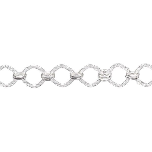 Chain, sterling silver, 7.5mm long and short knurled square. Sold per pkg of 5 feet. image number 0