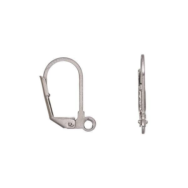 Earring leverback 1pkg4, 17mm / closed loop, stainless steel 2 pair image number 0