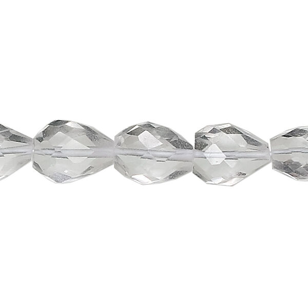 Quartz crystal 1pkg1, hand-cut faceted almond bead natural 15.5-16 inch 12x8mm image number 0