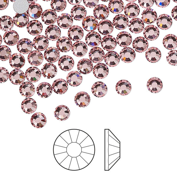 Flat back 1440pk light rose foil back, Preciosa Viva 12® Czech crystal rhinestone 3.8-4mm chaton rose round SS16 image number 0