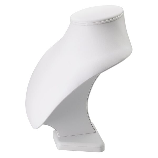 Display, necklace, leatherette, white, 10 x 9-1/2 x 6-3/4 inches. Sold individually. image number 0