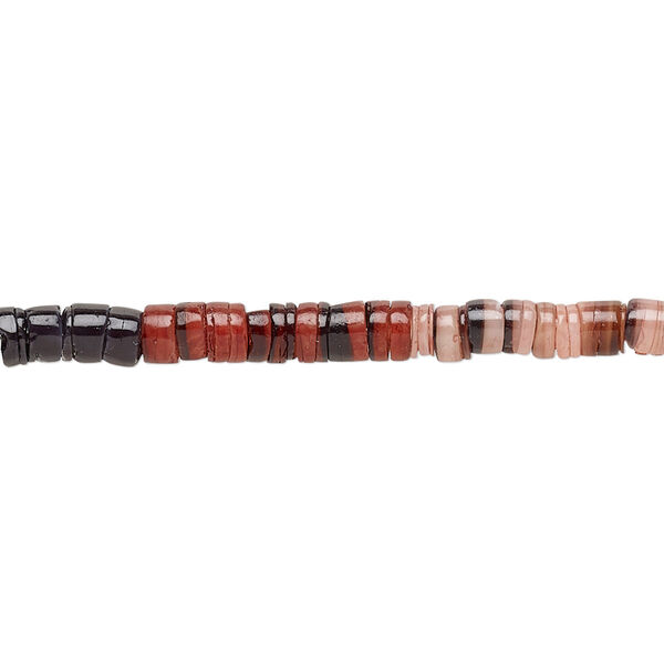 Common hammer oyster shell 1pkg1, hand-cut heishi bead earth tones 24 inch 3x1mm-4x3mm image number 0