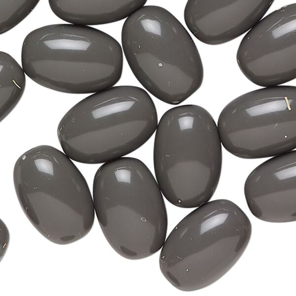 Bead, acrylic, grey, 16x10mm oval. Sold per 3-ounce pkg, approximately 80 beads. image number 0