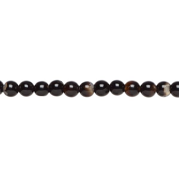 Black agate 1pkg1, round bead 15 inch 4-5mm image number 0
